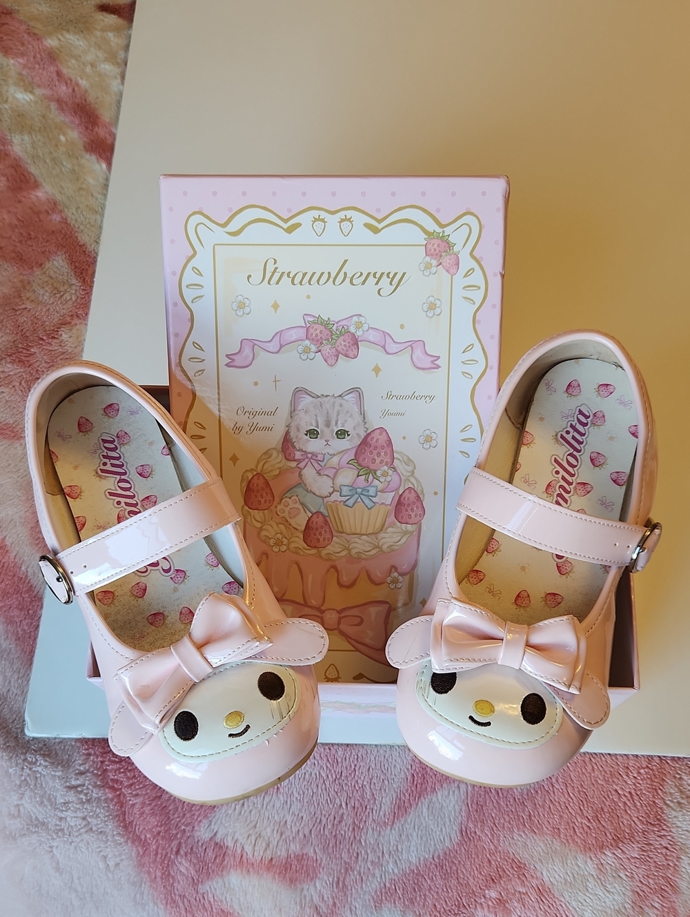 🌸Strawberry Cat Pink Mary Jane Dress Shoes with Bow Accents 🌸🍓